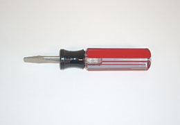 A small flat head screwdriver